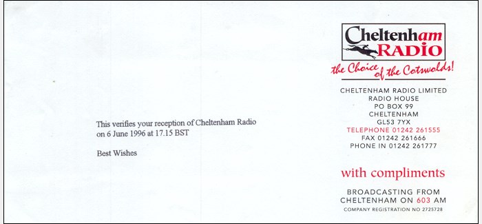 QSL Cheltenham Radio